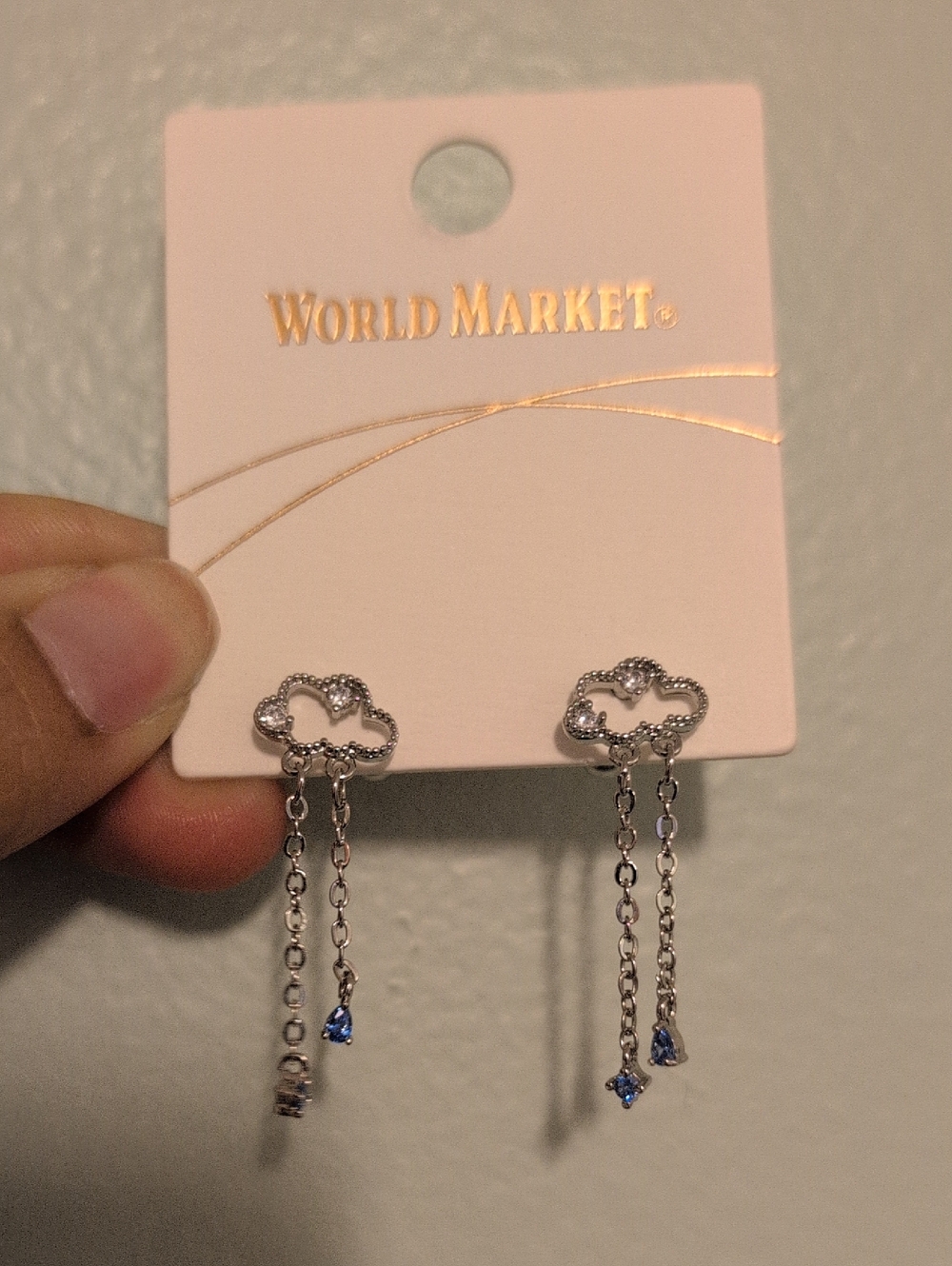 NWT Silver Cloud Drop Earrings with Blue Stones